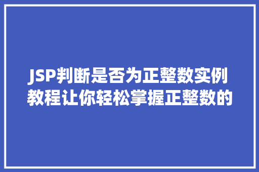 JSP判断是否为正整数实例教程让你轻松掌握正整数的验证方法