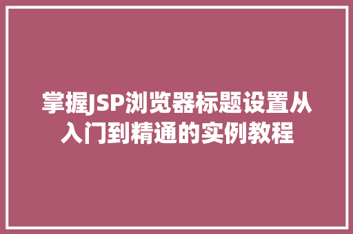 掌握JSP浏览器标题设置从入门到精通的实例教程